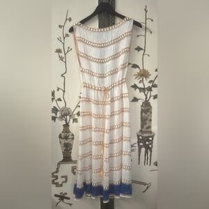 Elegant Cream and Tan Women's Dress handmade in Turkey
